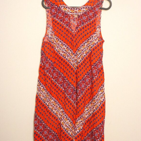 Derek Heart ummer A line dress, orange blue, and black abstract print, L - Picture 7 of 7